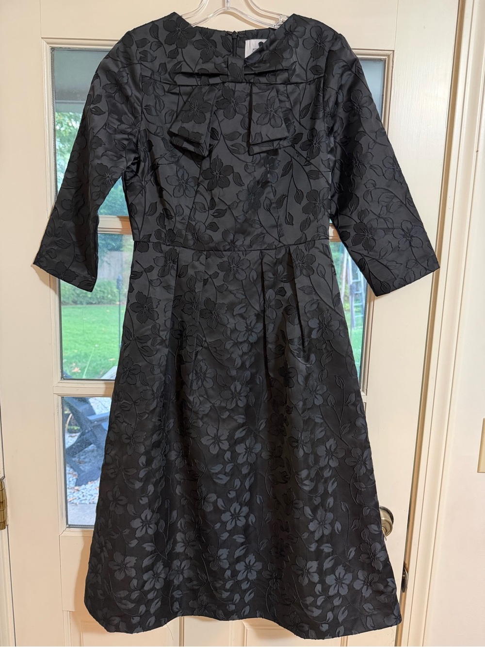 Dainty Jewells Black Floral Jacquard Bow-Front Dress